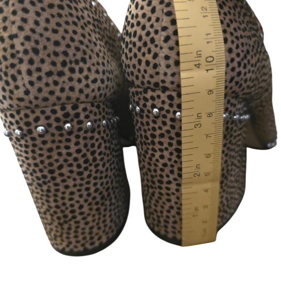 Gianni Bini Leopard Daveigh Suede 8.5 Studded Ankle Booties Block Heel Rocker - Picture 8 of 10